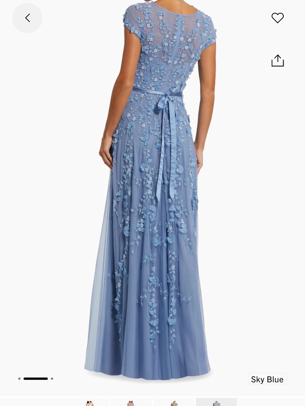 Mac Duggal Dusty Blue Floral Appliqué Maxi Gown - Picture 8 of 11